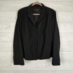 TALBOTS BLACK BLAZER JACKET BUTTON DOWN WOOL SIZE 18